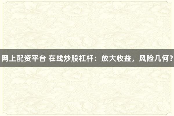 网上配资平台 在线炒股杠杆：放大收益，风险几何？