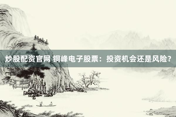 炒股配资官网 铜峰电子股票：投资机会还是风险？