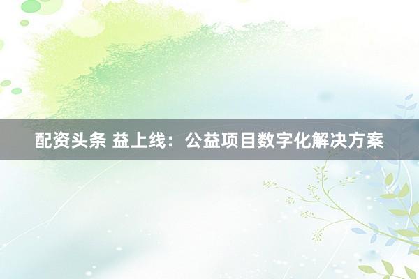 配资头条 益上线：公益项目数字化解决方案