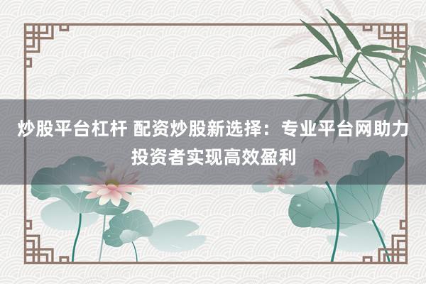 炒股平台杠杆 配资炒股新选择：专业平台网助力投资者实现高效盈利