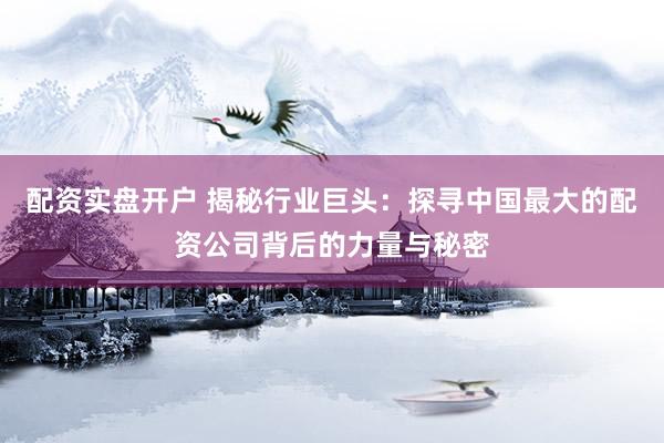 配资实盘开户 揭秘行业巨头：探寻中国最大的配资公司背后的力量与秘密