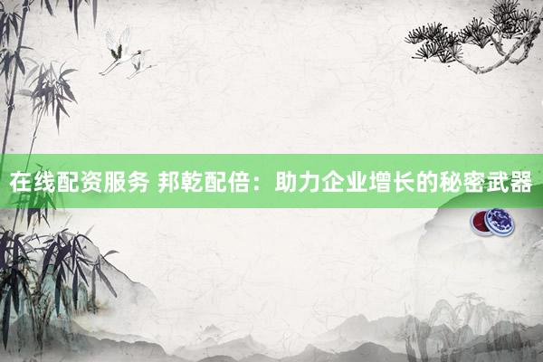 在线配资服务 邦乾配倍：助力企业增长的秘密武器