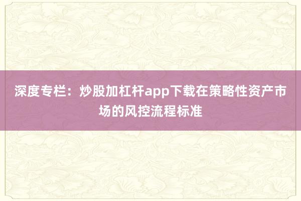 深度专栏：炒股加杠杆app下载在策略性资产市场的风控流程标准