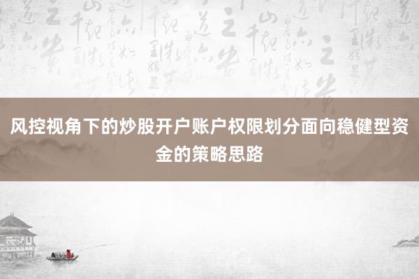风控视角下的炒股开户账户权限划分面向稳健型资金的策略思路
